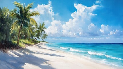 Palm Trees and Turquoise Waters on a Sunny Day