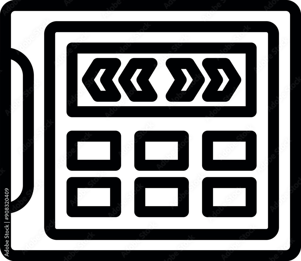 Poster electronic security system control panel displaying arrows showing active status