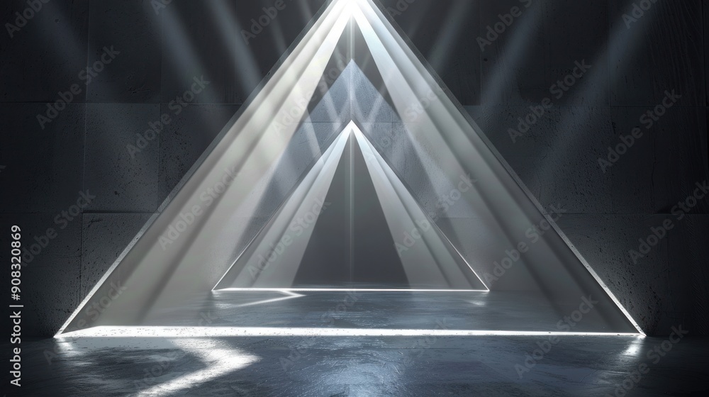 Poster abstract triangular space with light rays