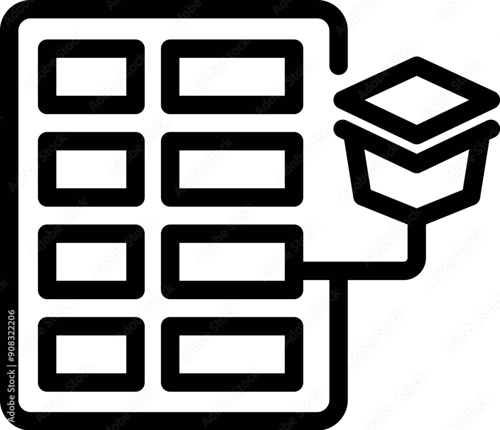 Poster line art icon of a server allocating resources to a storage unit, symbolizing cloud computing and da