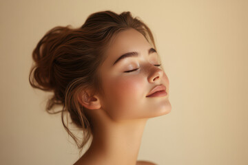Fototapeta premium A close up of a girl's face with her eyes closed