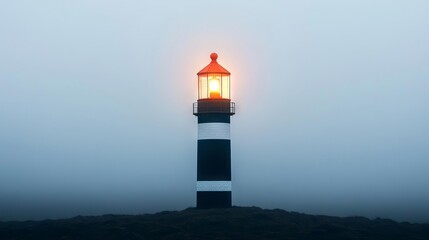 A radiant beacon shining through the fog, symbolizing guidance and clarity
