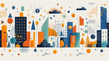 Brand strategy development, identity creation, flat design illustration