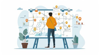 Strategic vision, company roadmap, flat design illustration