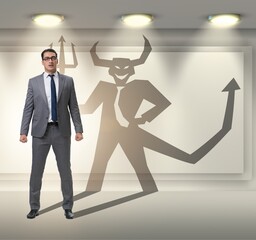 Devil hiding in the businessman - alter ego concept