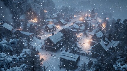 Naklejka premium Snowy Winter Street 13