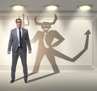 Devil hiding in the businessman - alter ego concept