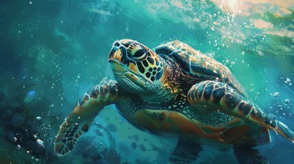 Obraz premium Sea Turtle Underwater 10