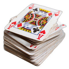 A deck of playing cards stacked on top of each other