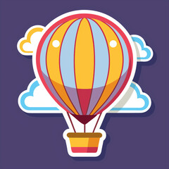 Naklejka premium hot air balloon, illustration, hot air balloon, basket, flying, transportation, transport, balloons, fun, adventure, icon, cloud, clouds
