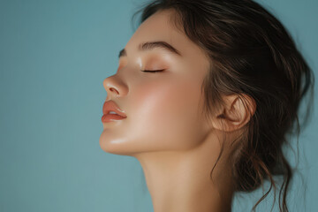 Fototapeta premium A close up of a girl's face with her eyes closed