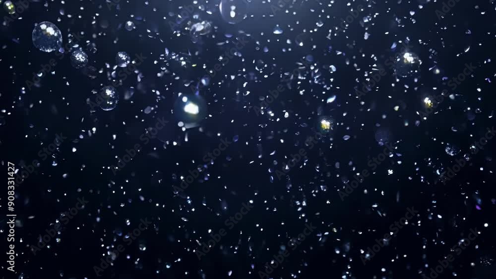 Poster witness a mesmerizing display of sparkling droplets gliding through the air, illuminated by enchanti