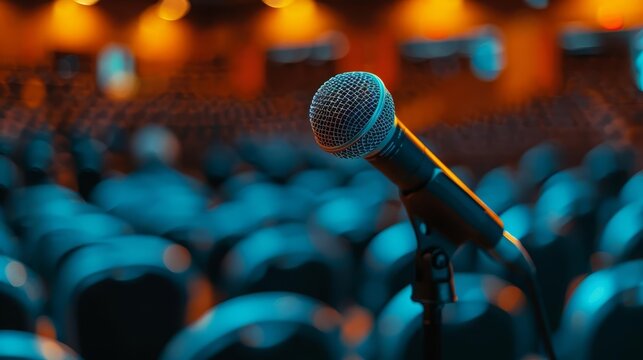 Speaker in town hall meeting answering questions interactive session engaged community