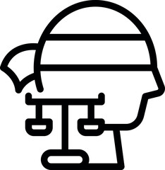Line art icon of a human head profile with a seesaw inside, representing the concept of work life balance