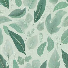 Obraz premium Foliage pattern swaying in the breeze on a pastel green background