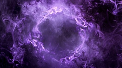 Obraz premium Purple smoke swirls and forms a circular shape in the center, creating an abstract and ethereal design.