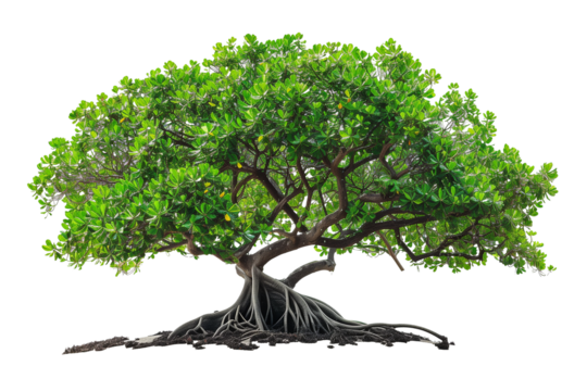 Green mangrove tree isolated on transparent background