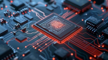 Close-up of Microchip on Circuit Board