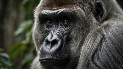 Obraz premium Close-up of a gray-haired animal in natural habitat.