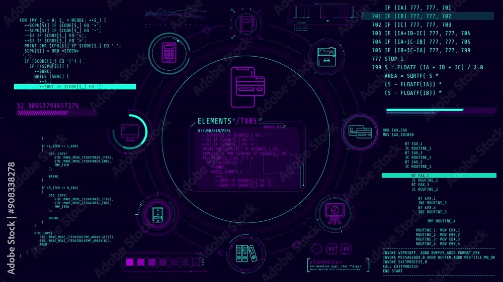 Aufkleber animation of infographics about accountancy and programming.