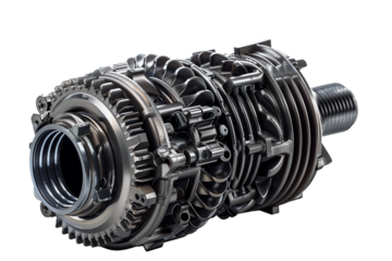 Automotive transmission gearbox on transparent background