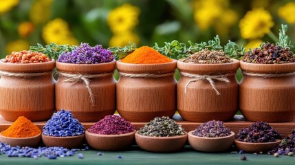 Fototapeta premium Spices and herbs, natural remedies