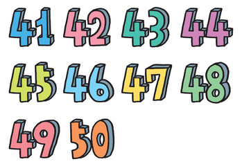 手描きのカラフルでかわいい数字