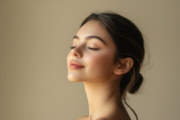 Fototapeta premium A close up of a girl's face with her eyes closed