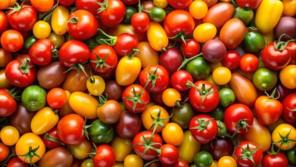 Top view of fresh mixed colored cherry tomatoes