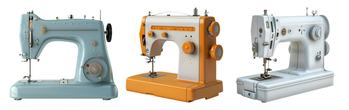 Vintage Sewing Machines Isolated on Transparent Background
