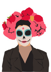 halloween people half isolated scary face paint halloween costume