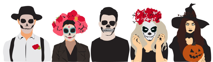 halloween people Halloween costume half isolated collection