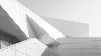 Fototapeta premium Minimalist white building with sharp angles and shadow play