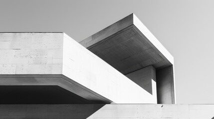 Obraz premium Minimalist white building with sharp angles and shadow play