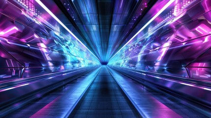 Modern bridge with sleek lines and colorful LED lights