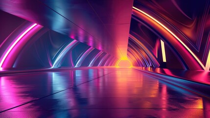 Modern bridge with sleek lines and colorful LED lights