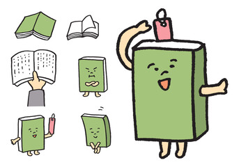 小説や単行本のかわいい本のキャラ素材