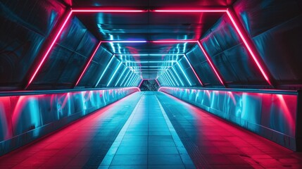 Modern bridge with sleek lines and colorful LED lights