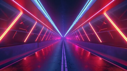 Modern bridge with sleek lines and colorful LED lights