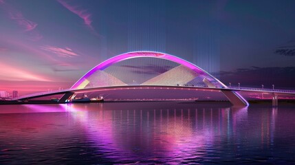 Modern bridge with sleek lines and colorful LED lights