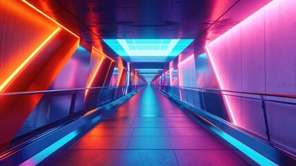 Modern bridge with sleek lines and colorful LED lights