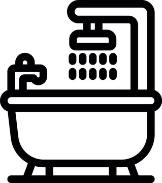 recommend clip art: Simple bathroom bathtub with shower head faucet icon showing cleaning and hygiene