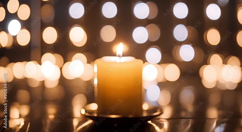 Poster the magic of bokeh lights reflecting off a row of candles on a windowsill