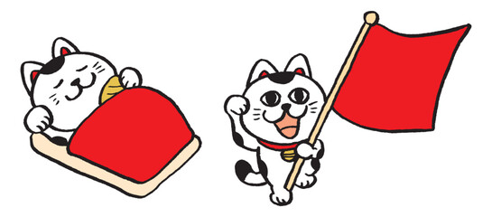 招き猫の色んなポーズのキャラ素材