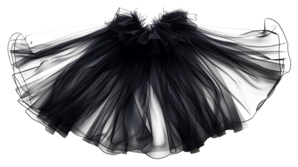 Black tutu skirt isolated on transparent background