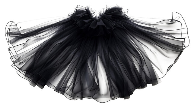 Black tutu skirt isolated on transparent background