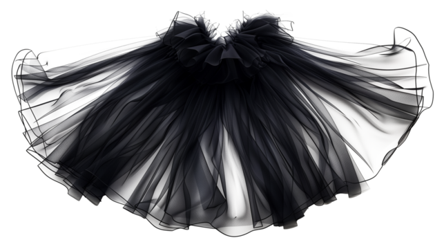 Black tutu skirt isolated on transparent background