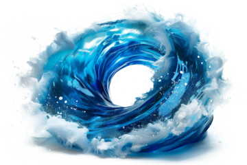 Blue whirlpool with splashes isolated on transparent background