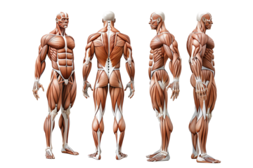 Human internal muscle anatomy isolated on transparent background