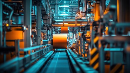 Fototapeta premium Industrial Conveyor Belt System in a Factory
